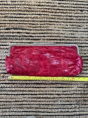 Y2K Red Leather Clutch - Metallic-Trim